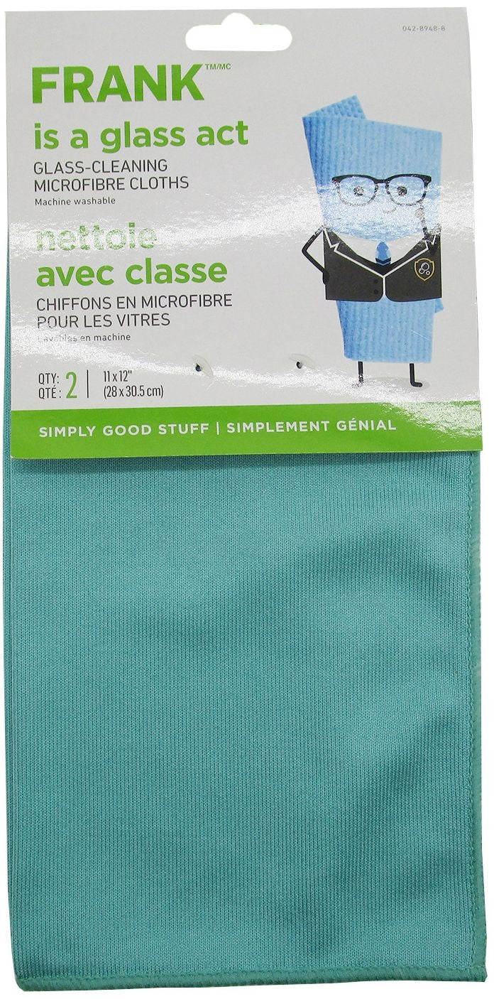 Glass Cleaning Machine Washable Microfibre Cloths, Blue, 2-pk