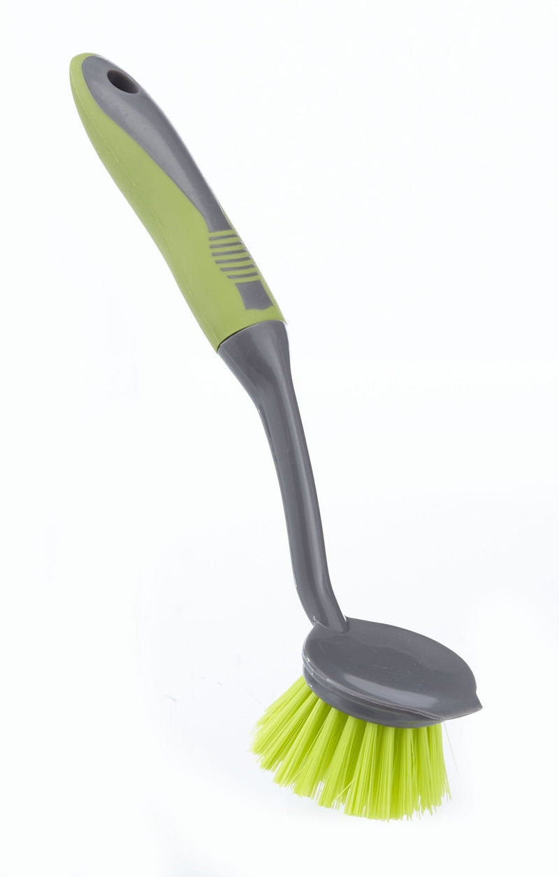 Round Non-Stick Surfaces Dish Scrub Brush with Stiff & Durable Fibre Bristles with Scraper O1965