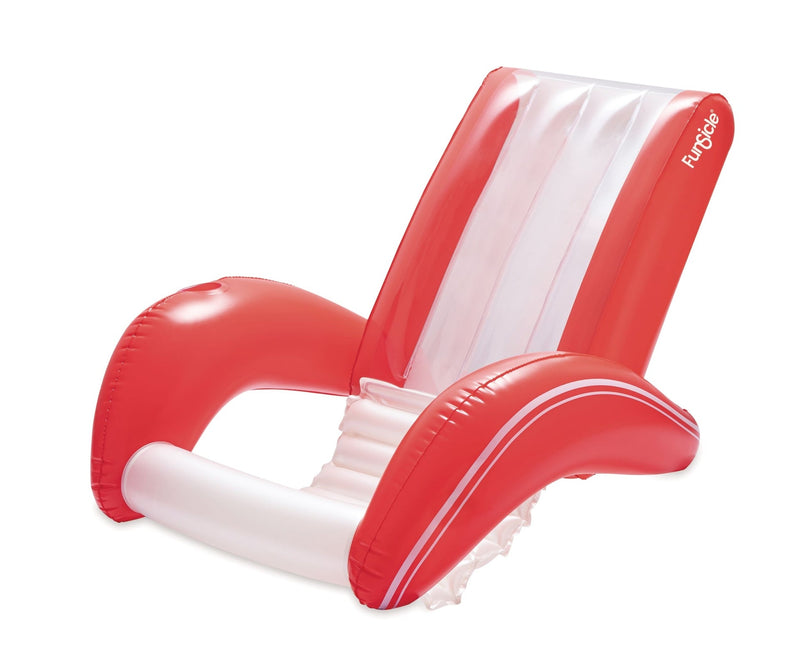 Red and White Recliner Floating Pool Lounger, Ages 14+ E2198