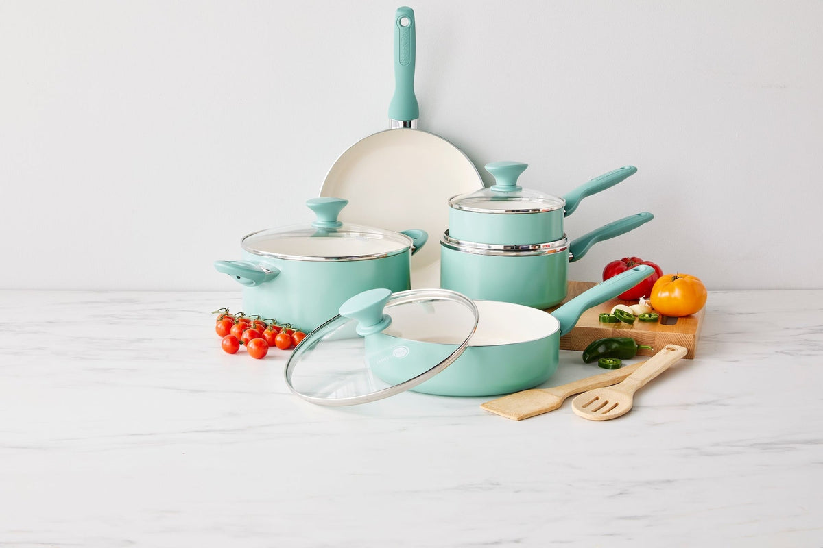 Rio Ceramic Cookware Set, Dishwasher & Oven Safe, 11-pc