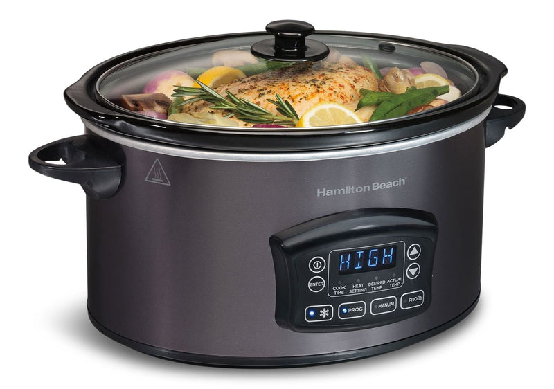 Programmable Defrost Slow Cooker, Black, 6-qt P3542