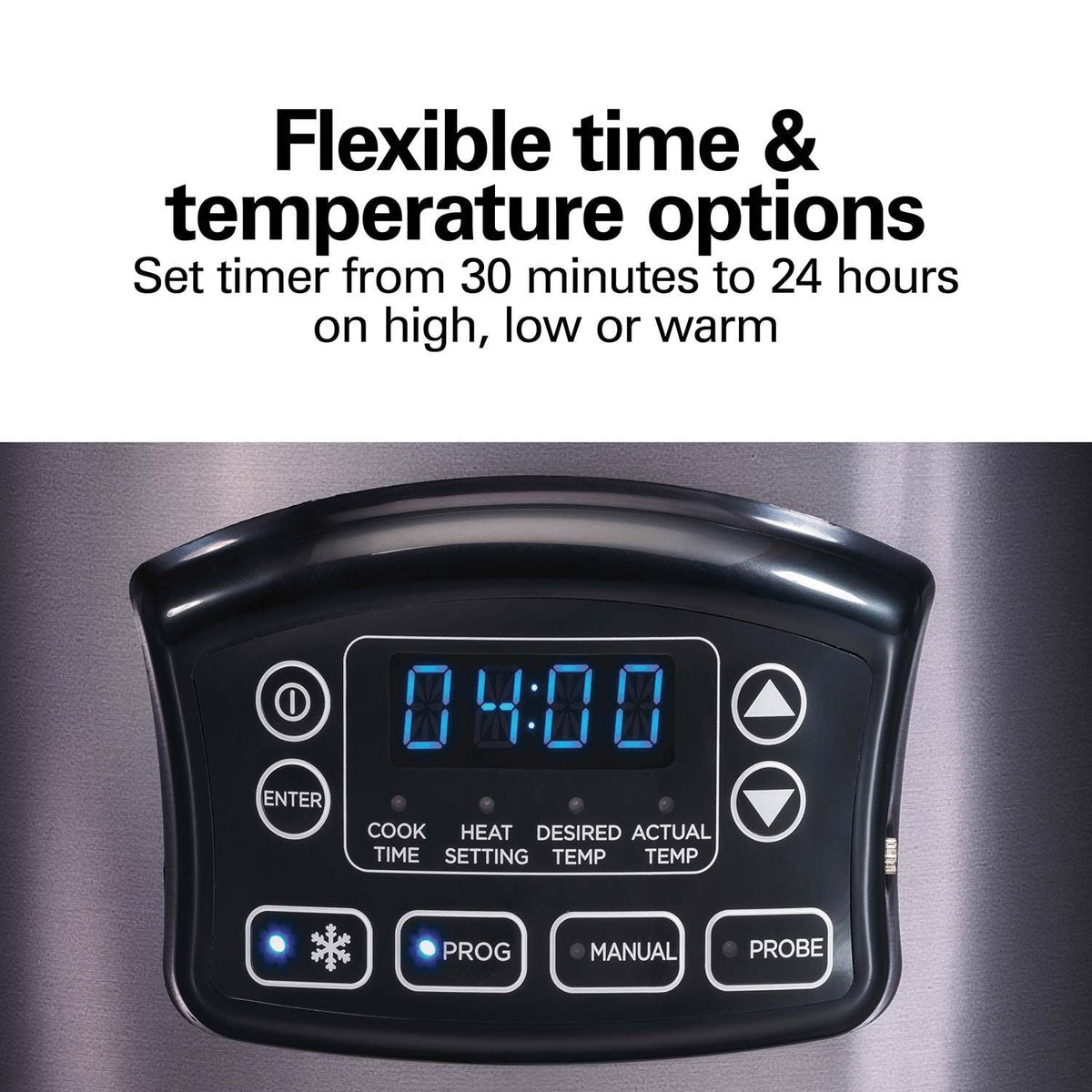 Programmable Defrost Slow Cooker, Black, 6-qt