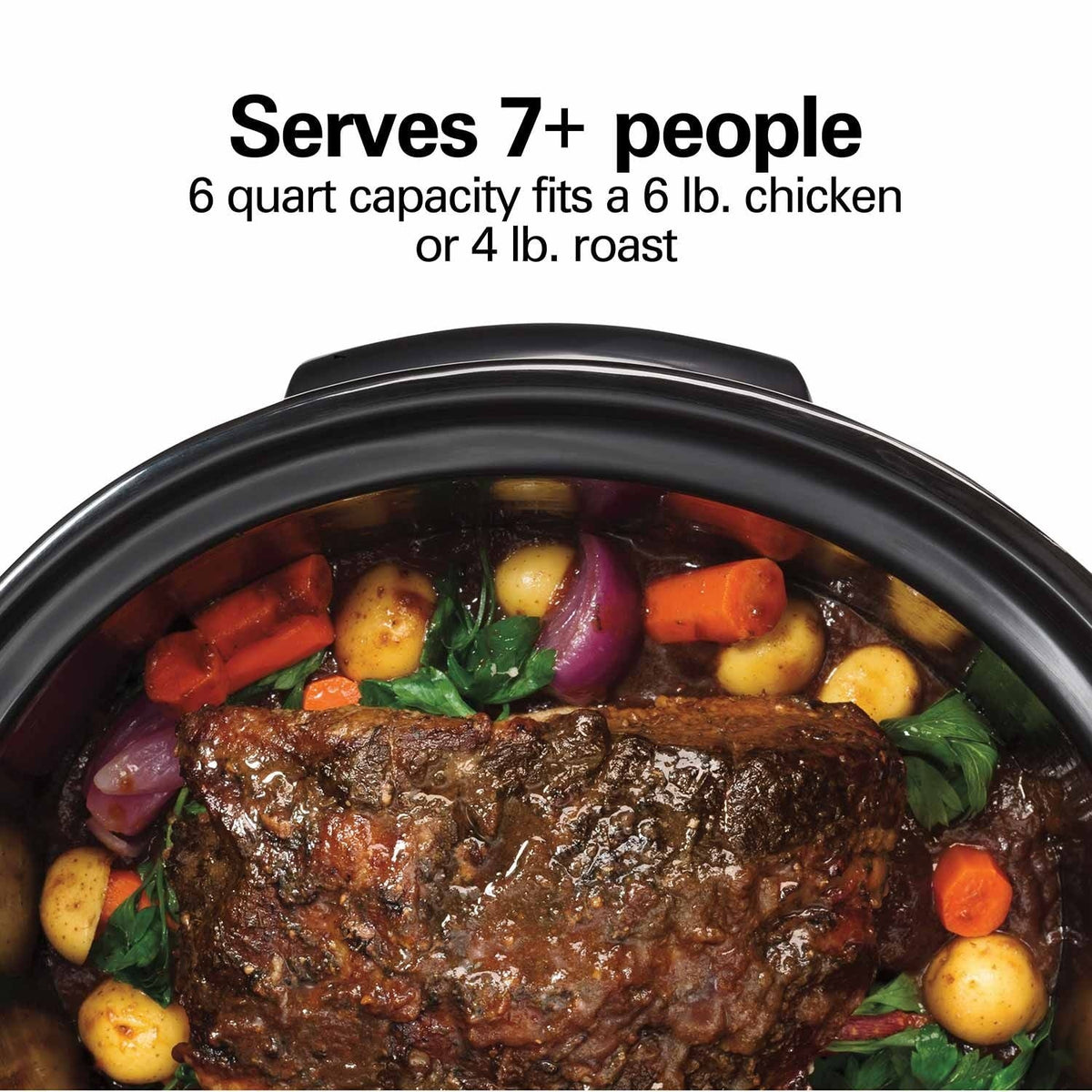 Programmable Defrost Slow Cooker, Black, 6-qt