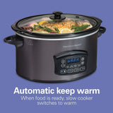 Programmable Defrost Slow Cooker, Black, 6-qt