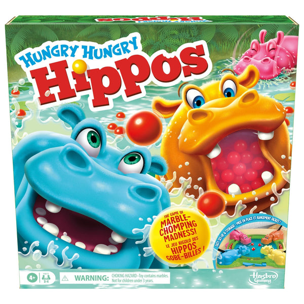 Hungry Hungry Hippos Classic Family Board Game, Bilingual, Ages 4+ I6179