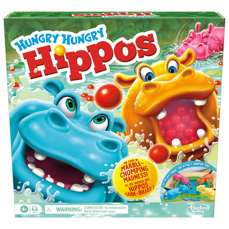 Hungry Hungry Hippos Classic Family Board Game, Bilingual, Ages 4+ I6179