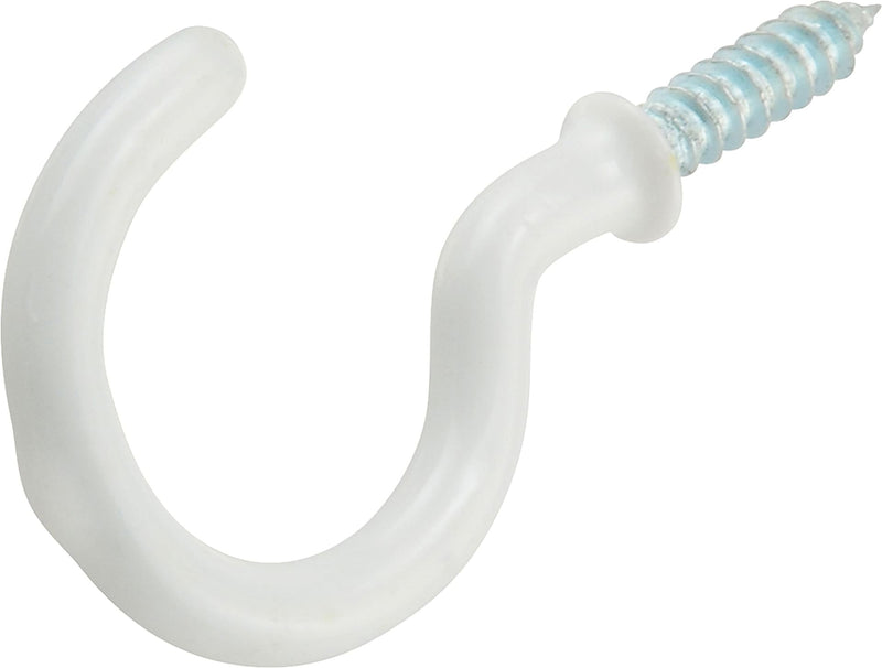 Steel Vinyl Mug Cup Hooks, Screw-In, White, 1-1/4in, 3-pk H1640