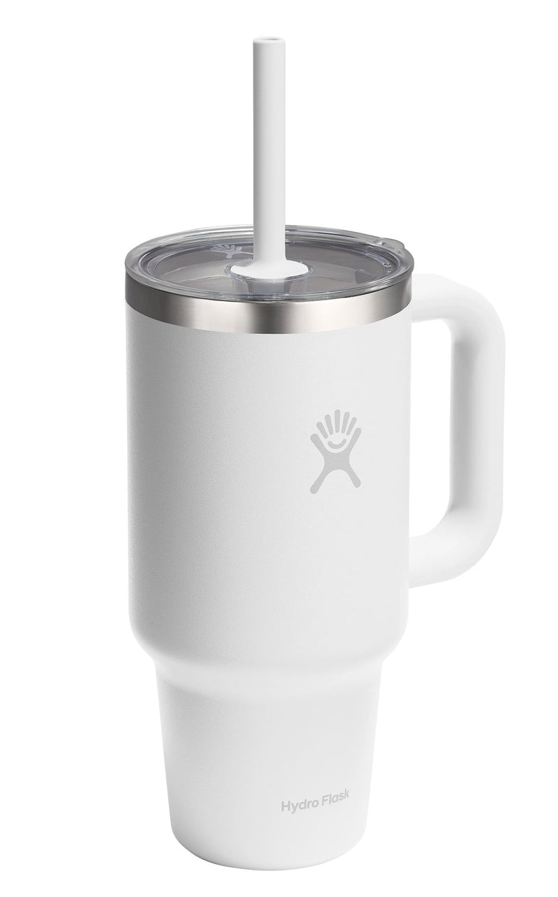 Stainless Steel Insulated Travel Tumbler with Clear Lid, White, 32-oz I1404