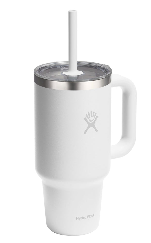 Stainless Steel Insulated Travel Tumbler with Clear Lid, White, 32-oz N8815