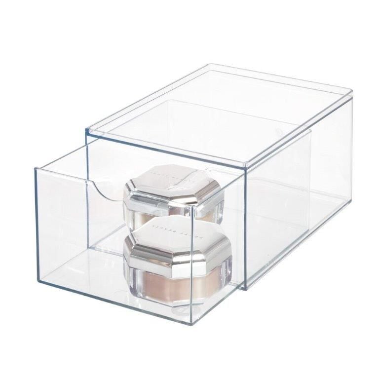 RPET Stackable Pull-Out Drawer Organizer Bin, Clear Y6789
