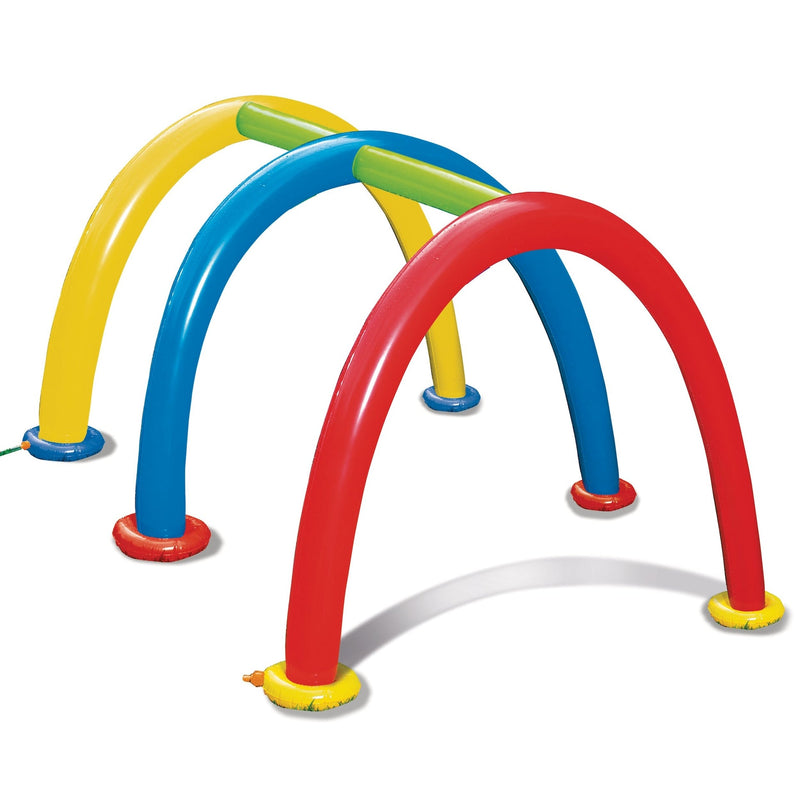 Inflatable Splash Tunnel Water Sprinkler, Yellow/Blue/Red, Ages 3+, for Beach/Pool Fun Activities M1199