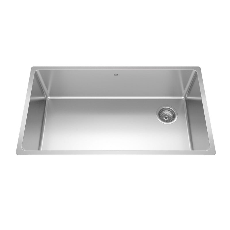 Brookmore Undermount Single Bowl Off Set Waste Kitchen Sink, 32.5-in x 18.1-in x 9-in, Stainless Steel C2274