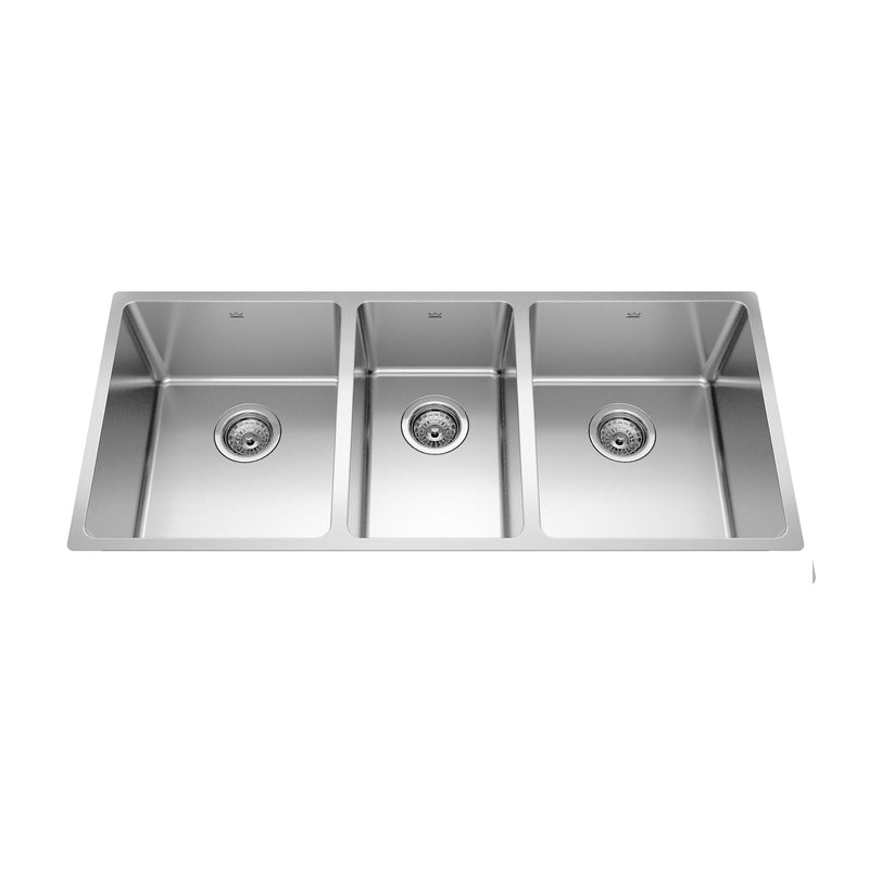 Brookmore Undermount Triple Bowl Kitchen Sink, 41.5-in x 18.1-in x 9-in, Stainless Steel W2672
