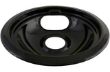 62244 Porcelain Stove Drip Pan with Trim Ring, Dishwasher Safe, Black, 8-in