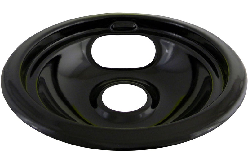 62244 Porcelain Stove Drip Pan with Trim Ring, Dishwasher Safe, Black, 8-in U6722