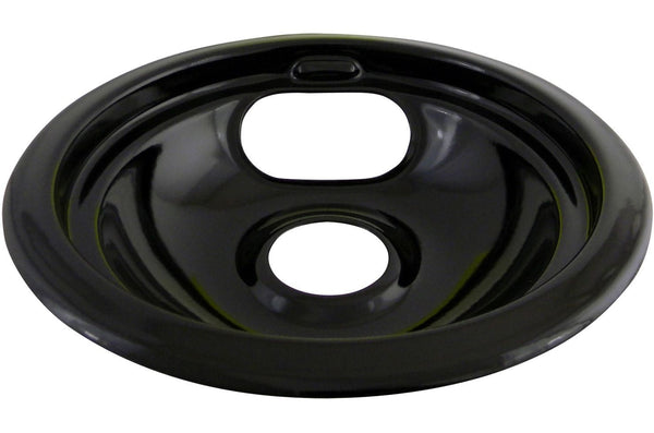 62244 Porcelain Stove Drip Pan with Trim Ring, Dishwasher Safe, Black, 8-in V7292