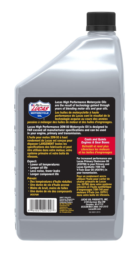 SAE 20W-50 High Performance Motorcycle Oil, 946-mL