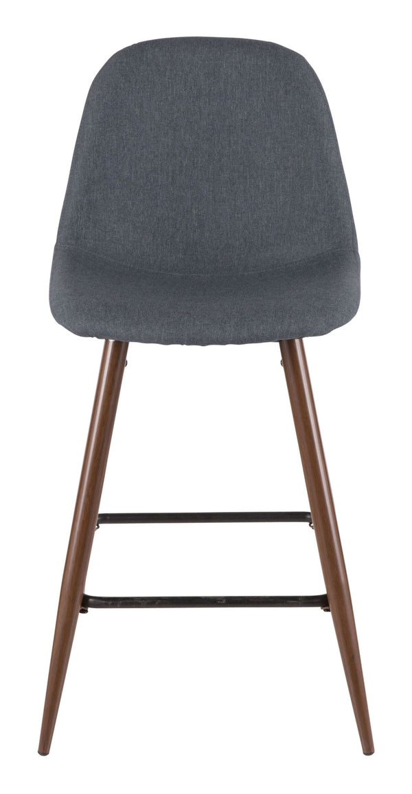Pebble Armless Upholstered Counter/Bar Stool (2-Piece Set), Walnut/Blue J9453