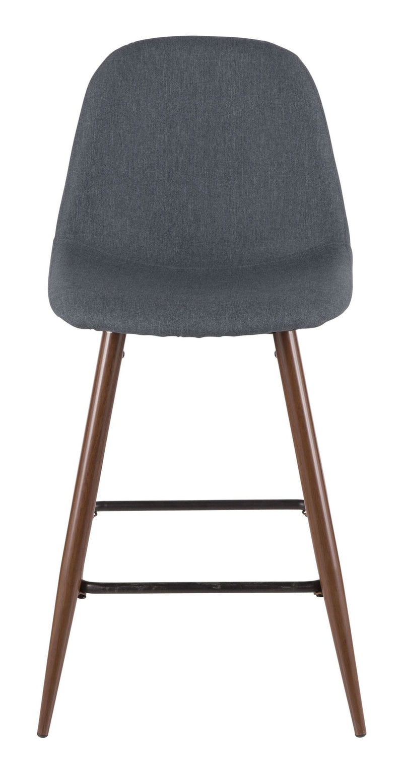 Pebble Armless Upholstered Counter/Bar Stool (2-Piece Set), Walnut/Blue J9453