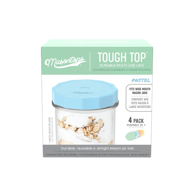 Tough Tops Durable Plastic Lids, Regular-Mouth, Assorted, 4-pk C4943