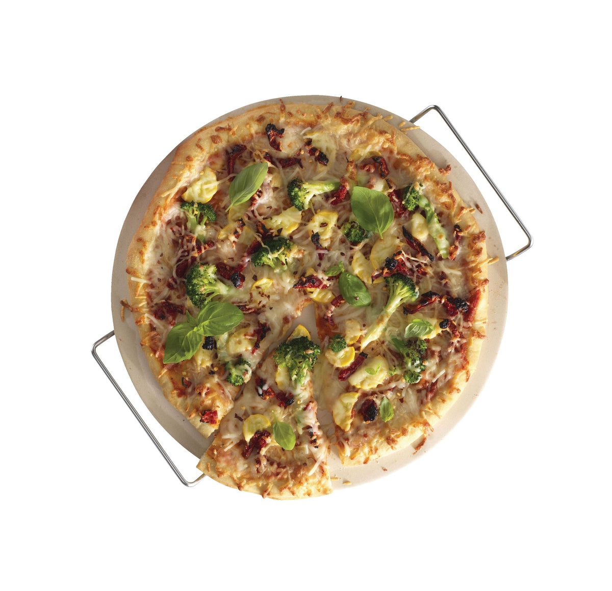 Ceramic Round Pizza Stone & Serving Rack, 15-in
