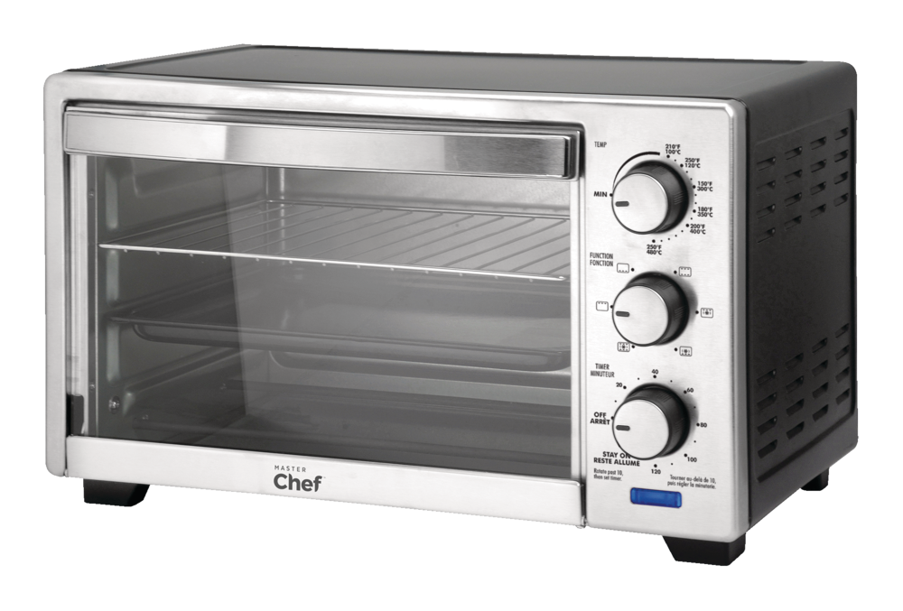 Convection Toaster Oven with 4 Functions, Stainless Steel, Black, 6-Slices