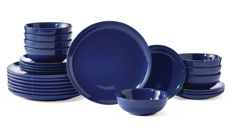 Essential Coupe Stoneware Dinnerware Set, Serves 8, 24-pc, Sodalite Blue W3768