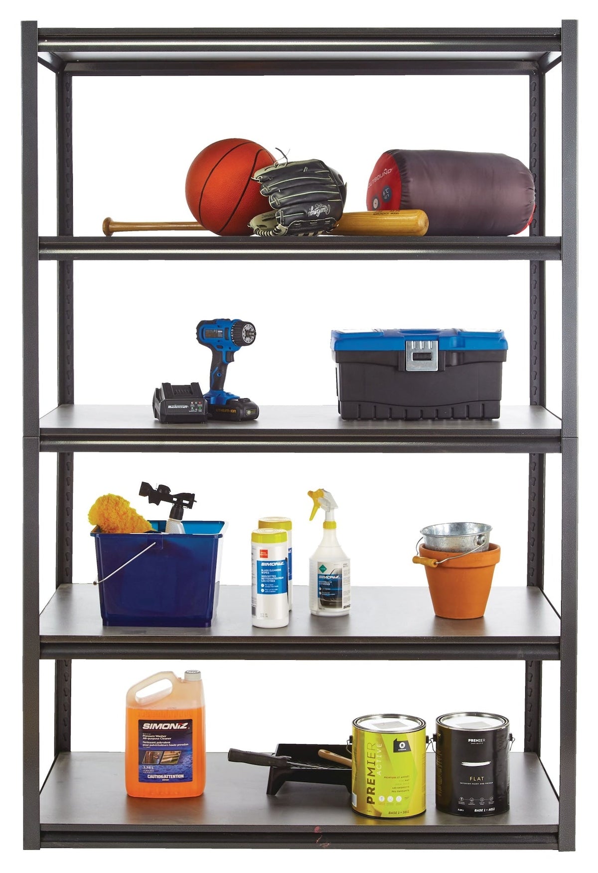Adjustable 5-Shelf Steel Metal & Wood Storage Rack/Shelving Unit, 48 x 24 x 72-in