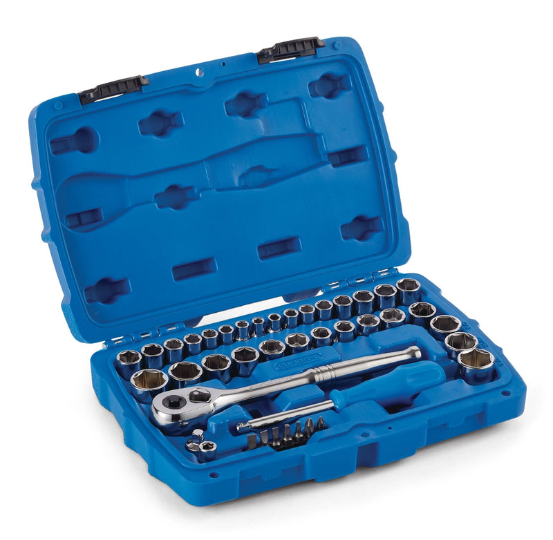 Socket Set, SAE / Metric, CRV, Nickel-Chrome Plating, 41-pc J653