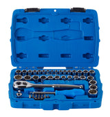 Socket Set, SAE / Metric, CRV, Nickel-Chrome Plating, 41-pc