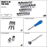 Socket Set, SAE / Metric, CRV, Nickel-Chrome Plating, 41-pc