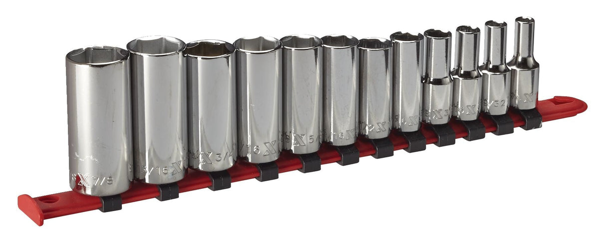 3/8-in Drive Deep Socket Set 12-pc, SAE, CRV, Nickel-Chrome Plating