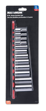 3/8-in Drive Deep Socket Set 12-pc, SAE, CRV, Nickel-Chrome Plating