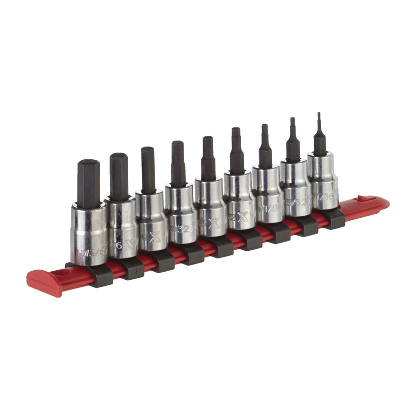 3/8-in Drive Hex Bit Socket Set, Chrome-Plated, 9-pc, SAE F8641