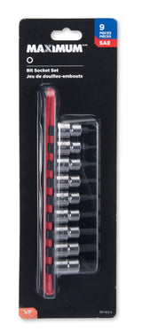 3/8-in Drive Hex Bit Socket Set, Chrome-Plated, 9-pc, SAE