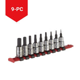 3/8-in Drive Hex Bit Socket Set, Chrome-Plated, 9-pc, SAE