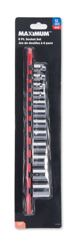 3/8-in Drive Regular Socket Set 12-pc, SAE, CRV, Nickel-Chrome Plating