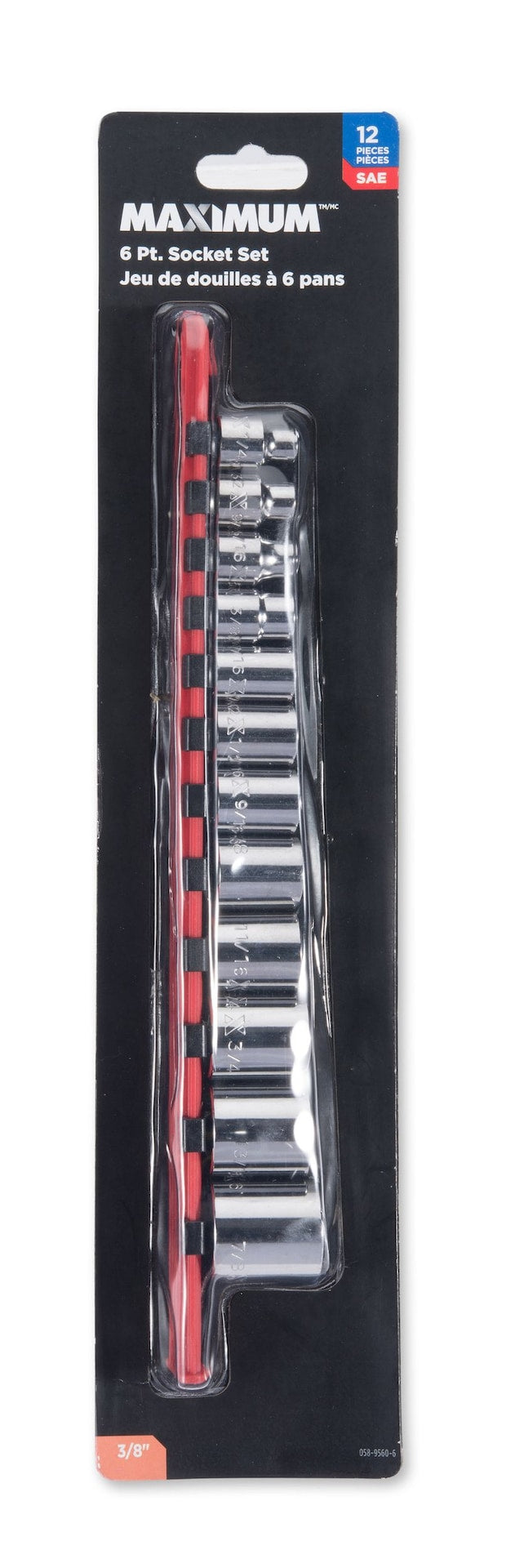 3/8-in Drive Regular Socket Set 12-pc, SAE, CRV, Nickel-Chrome Plating