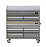 Butcher Block Top Rolling Tool Storage Cabinet with 10 Drawers, Stainless Steel, 56-in