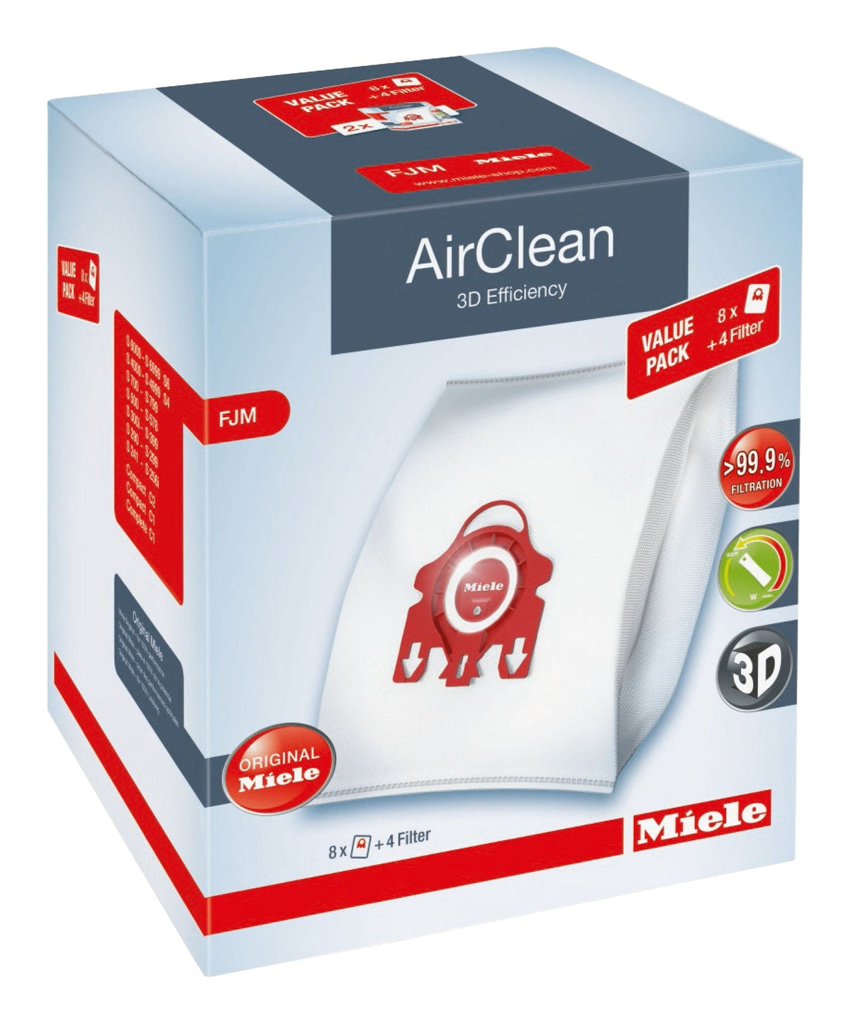 AirClean 3D Efficiency FJM Dust Bags Value Pack, 8-pk