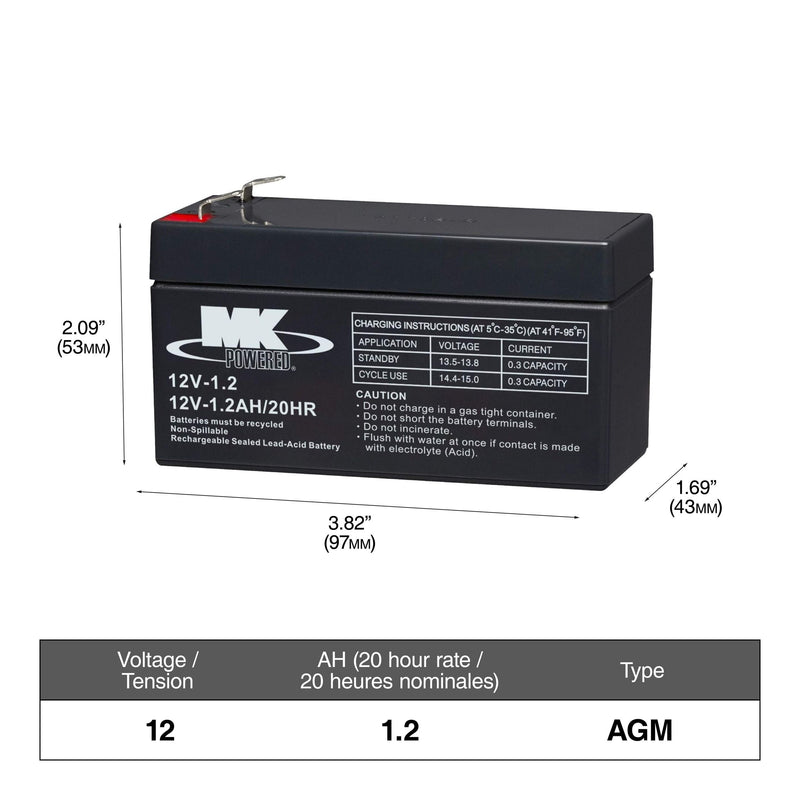 12-Volt 1.2 Ah SLA Battery, F1 Terminal Q9809