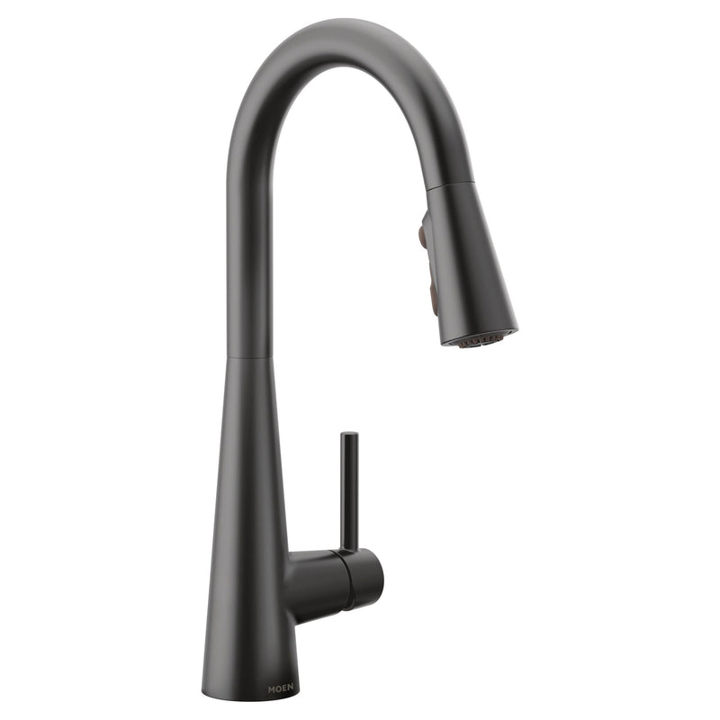 Sleek Single Handle High Arc Pull Down Sprayer Kitchen Faucet with Power Boost, Matte Black Z2790