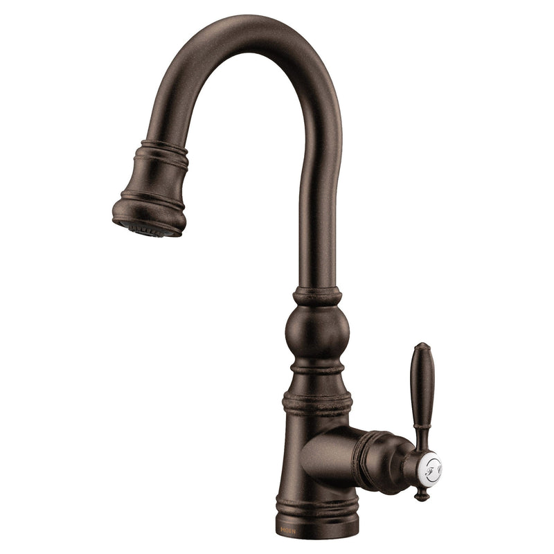 Weymouth Single Handle High Arc Pull Down Sprayer Kitchen Faucet with Power Clean, Oil Rubbed Bronze S5293