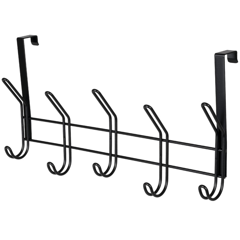 19" Over The Door Double Metal 5 Hook, Black D7669