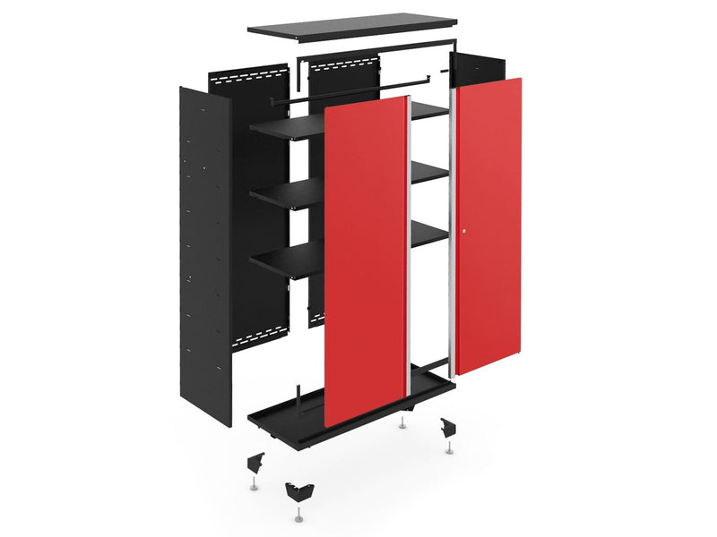 Bold Series 24-Gauge Steel RTA Storage Locker with 3 Shelves, Black/Red, 30-in V9041