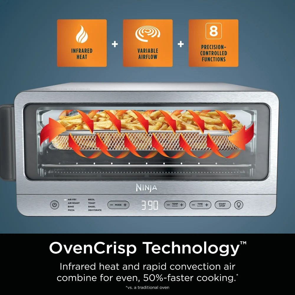 Flip Space-Saving 8-in-1 Toaster Oven & Air Fryer