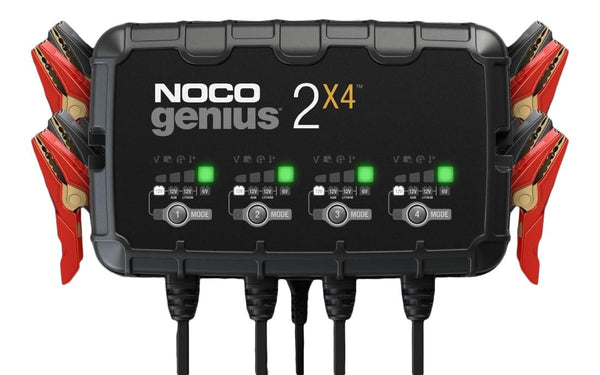 GENIUS2X4 Smart Battery Charger/Maintainer/Desulfator, 4-Bank, 8-Amp, 6V/12V L7436