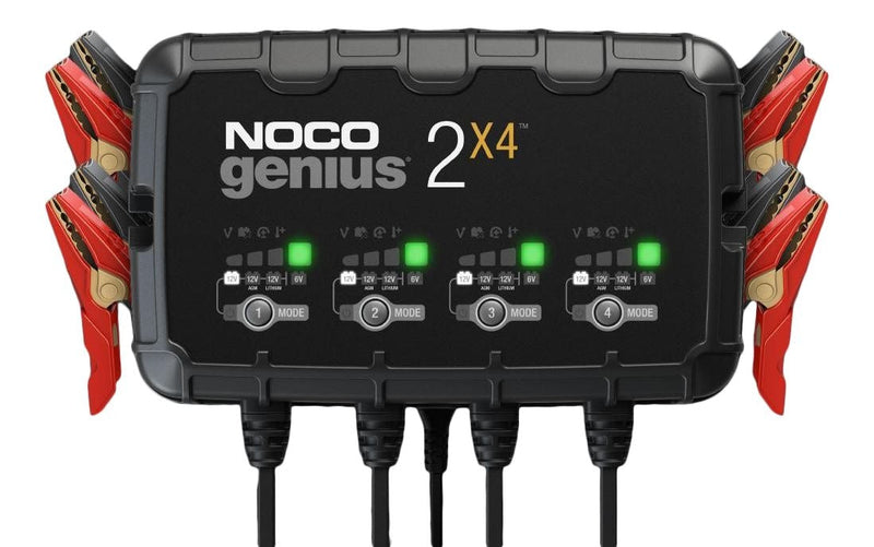 GENIUS2X4 Smart Battery Charger/Maintainer/Desulfator, 4-Bank, 8-Amp, 6V/12V L7436