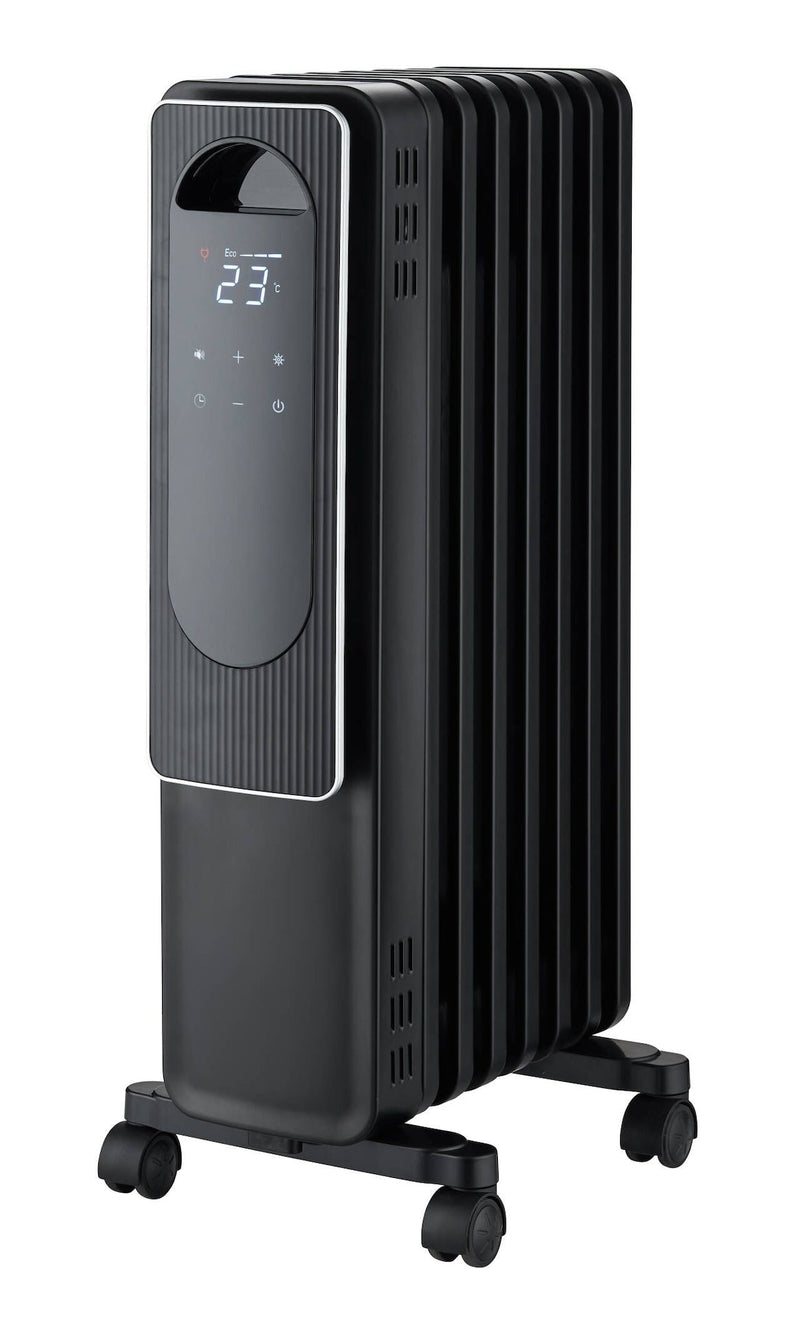 Digital Electric Oil-Filled Radiator Heater with Remote Control, 1500W, Black O3045
