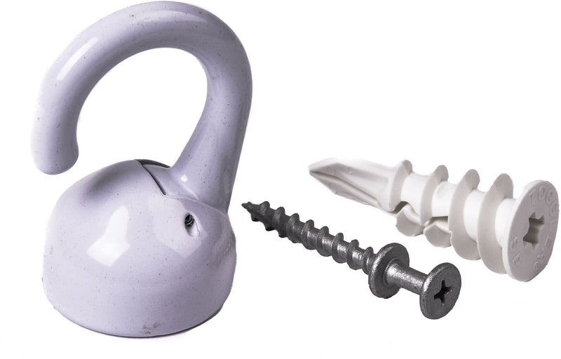 Elephant Ceiling Hook, 360 Swivels, Tool-Free, 100-lb Capacity, White V4941